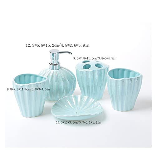 YUEYOULII Shampoo Dispenser Soap Dispenser Set Creative Ceramic Soap Dispenser Wash Mouth Cup Storage Soap Tray Toothbrush Cup Bathroom Five-Piece Set Soap Dispenser for Kitchen (Color : C)