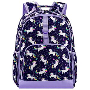 choco mocha unicorn backpack for girls backpack elementary school backpack kids 17 inch kindergarten backpack for girls 1st 2nd grade bookbag school bag 6-8 5-7 with chest strap purple