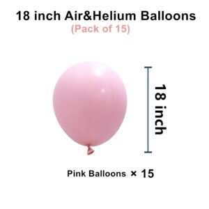 18 inch Pastel Pink Balloons, 15 pcs Big Thicker Baby Pink Latex Balloons for Birthday Wedding Baby Shower Party Decorations (Pastel Pink)