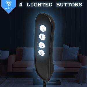 UpFairy 4 Button LED Remote Control Handset Replacement Hand Control with LED Backlight Black