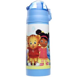 daniel tiger 13 oz insulated water bottle with latching lid - easy to use for kids - reusable spill proof & bpa-free, keeps drinks cold for hours, fits in lunch boxes & bags, fun for back to school