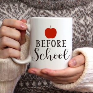 momocici Before School After School 11 oz Coffee Mug & 12 oz Wine Tumbler Set Gifts for Teachers.Teacher Gifts,New Teacher,Teacher Appreciation,Birthday,Thank You Gifts for Teachers(White)