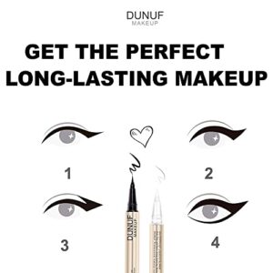 DUNUF MAKEUP 2 in1 Waterproof Liquid Eyeliner, Pitch Black, White,white liquid liner，0.02 Fl Oz (Pack of 1)