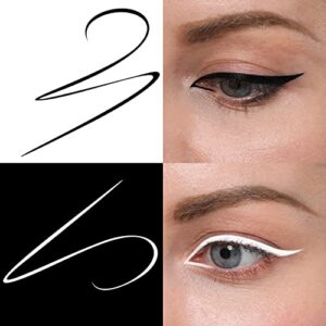 DUNUF MAKEUP 2 in1 Waterproof Liquid Eyeliner, Pitch Black, White,white liquid liner，0.02 Fl Oz (Pack of 1)