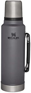 stanley classic vacuum insulated wide mouth bottle - charcoal - bpa-free 18/8 stainless steel thermos for cold & hot beverages - 1.5 qt