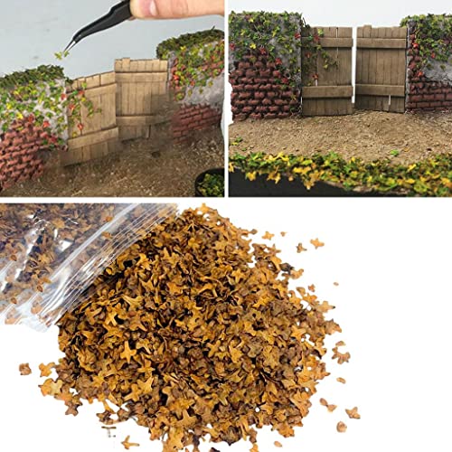 AMLESO 33ml Micro Landscape Leaves Model Scenery Grass Tufts Table Diorama Railway Scene Accessories Leaf for Fairy Garden Bonsai Ornaments, Brown