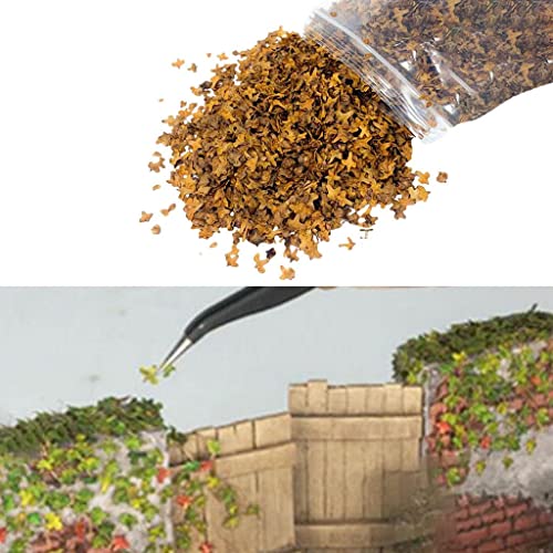 AMLESO 33ml Micro Landscape Leaves Model Scenery Grass Tufts Table Diorama Railway Scene Accessories Leaf for Fairy Garden Bonsai Ornaments, Brown