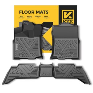 kyx all weather floor mats for toyota tacoma double cab 2018-2023, tpe rubber car floor liners full set 1st and 2nd row, custom-fit car mats for toyota tacoma double cab odorless non-slip