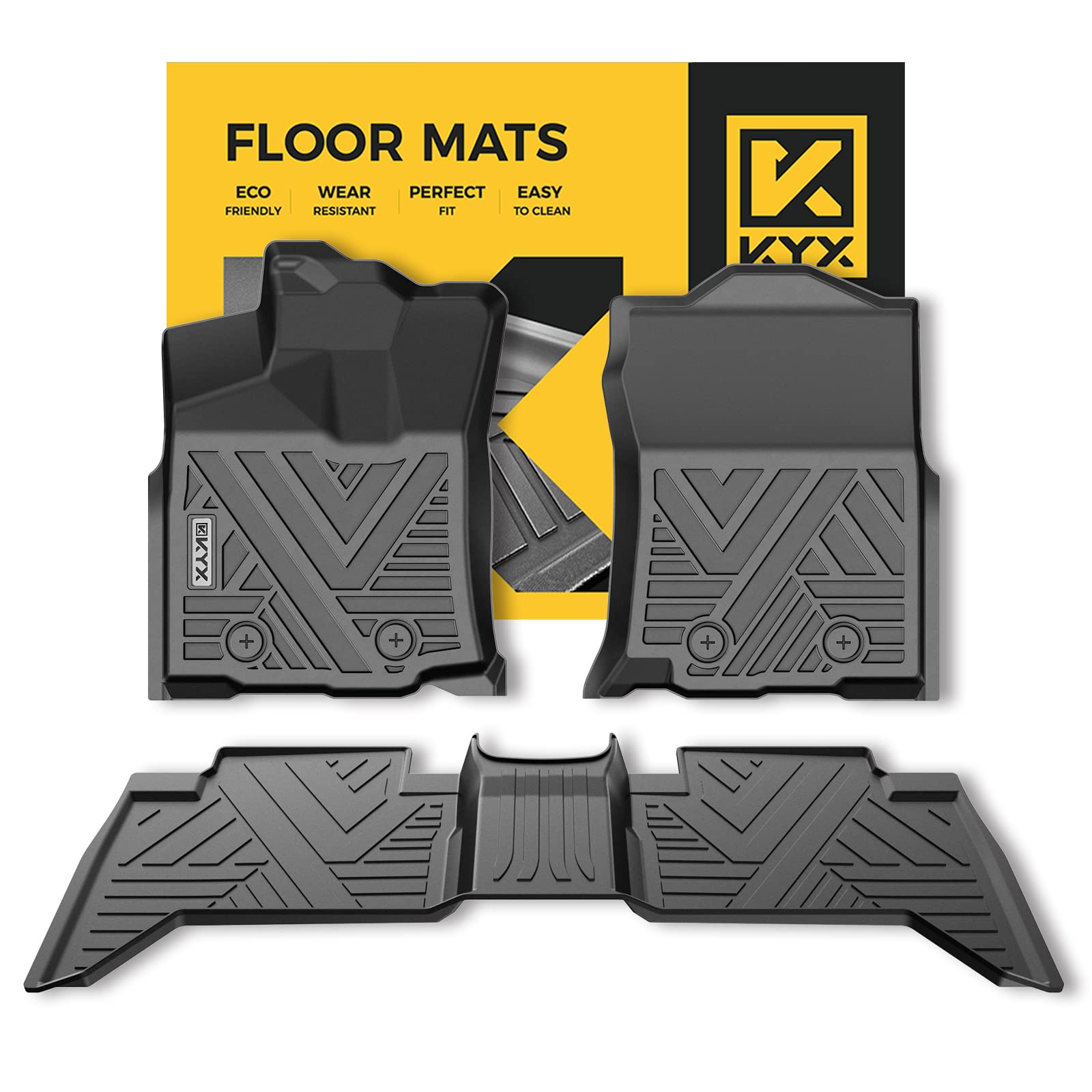 KYX All Weather Floor Mats for Toyota Tacoma Double Cab 2018-2023, TPE Rubber Car Floor Liners Full Set 1st and 2nd Row, Custom-Fit Car Mats for Toyota Tacoma Double Cab Odorless Non-Slip