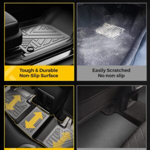 KYX All Weather Floor Mats for Toyota Tacoma Double Cab 2018-2023, TPE Rubber Car Floor Liners Full Set 1st and 2nd Row, Custom-Fit Car Mats for Toyota Tacoma Double Cab Odorless Non-Slip