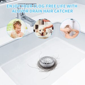 Aluvor Drain Hair Catcher, Upgraded Drain Catcher with Silicone Designed for Regular Drains, Catch Hair Easily Without Slowing Drainage, Prevent Clogging Plug Hole Hair Catcher (Large)