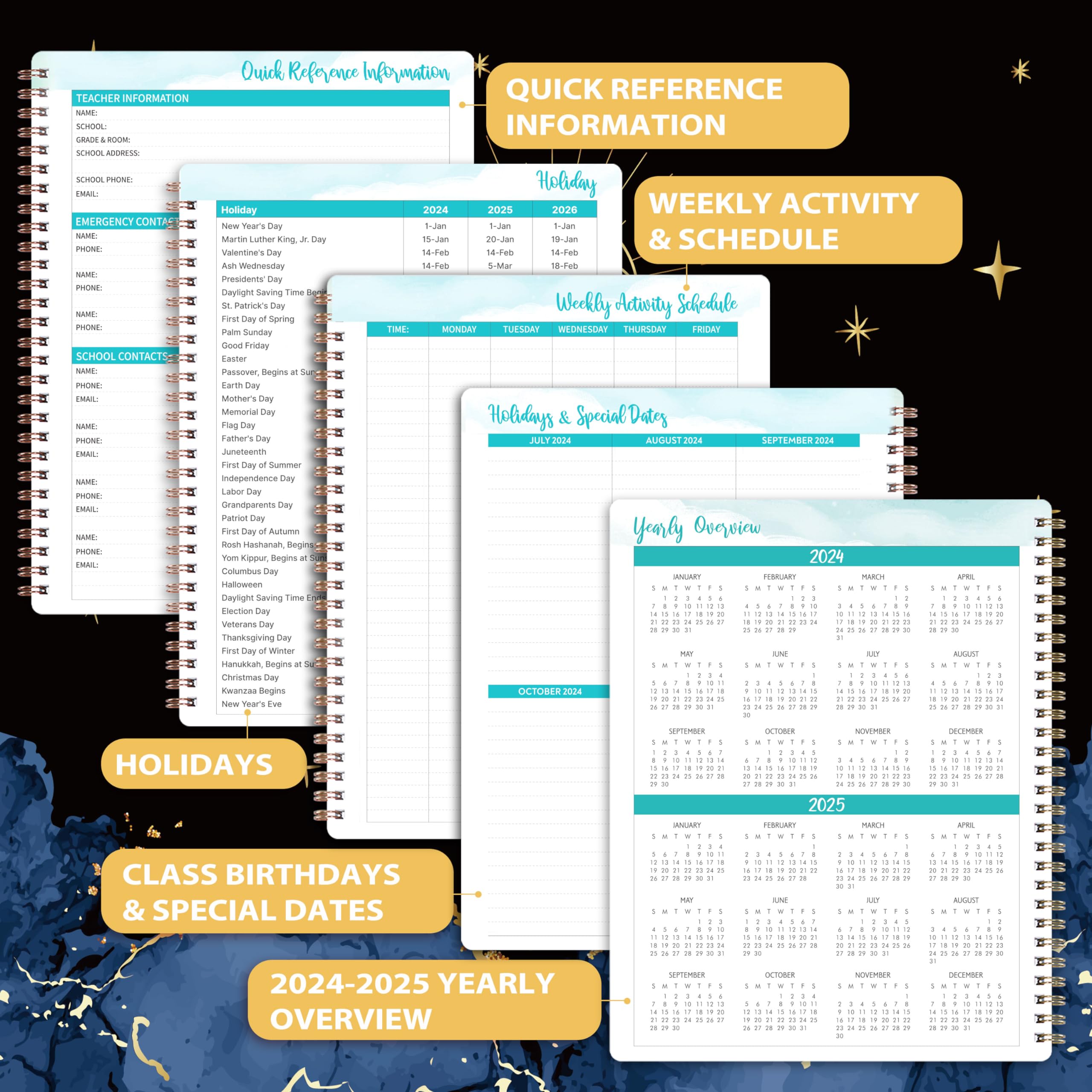 Teacher Planner 2024-2025 - Academic Lesson Planner, July 2024 - June 2025, 8'' x 10'', Lesson Plan Book, Weekly & Monthly Lesson Planner with Quotes, Weekly Activity Schedule, Great Teacher's Gifts