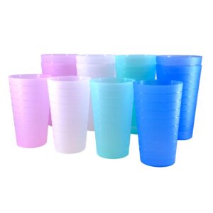 aoyite 32 oz plastic drinking cups reusable - large unbreakable drinking glasses set of 12 - bpa free dishwasher safe tall cup for kids kitchen party camping outdoor