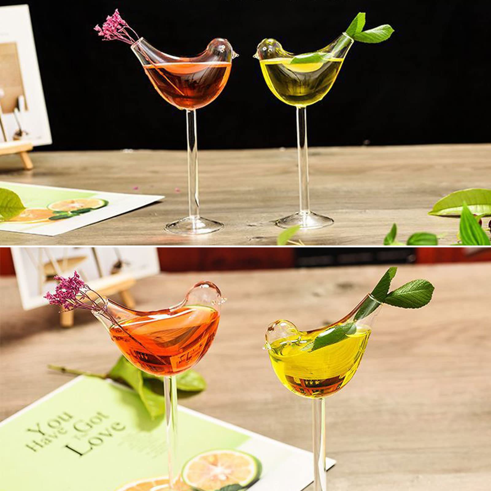 Tutuba Cocktail Glasses, Bird Drinking Glasses Creative Champagne Goblet Glasses Party Bar Drinking Cup Wine Juice Cup for KTV Home Bar Club, 5oz/150ml, Pack-1