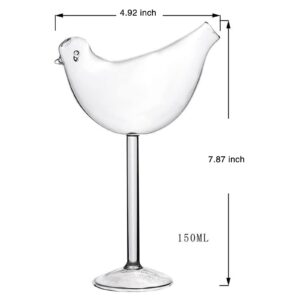 Tutuba Cocktail Glasses, Bird Drinking Glasses Creative Champagne Goblet Glasses Party Bar Drinking Cup Wine Juice Cup for KTV Home Bar Club, 5oz/150ml, Pack-1