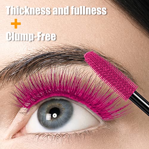 Waterproof Pink Color Mascara with Eyelash Comb Set - Pink Colored Mascara for Eyelashes - Lengthening, Volumizing, Long-Lasting for Colored Eye Lash Extension Supplies Makeup