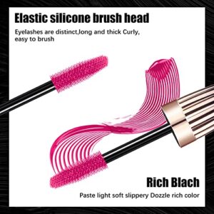 Waterproof Pink Color Mascara with Eyelash Comb Set - Pink Colored Mascara for Eyelashes - Lengthening, Volumizing, Long-Lasting for Colored Eye Lash Extension Supplies Makeup