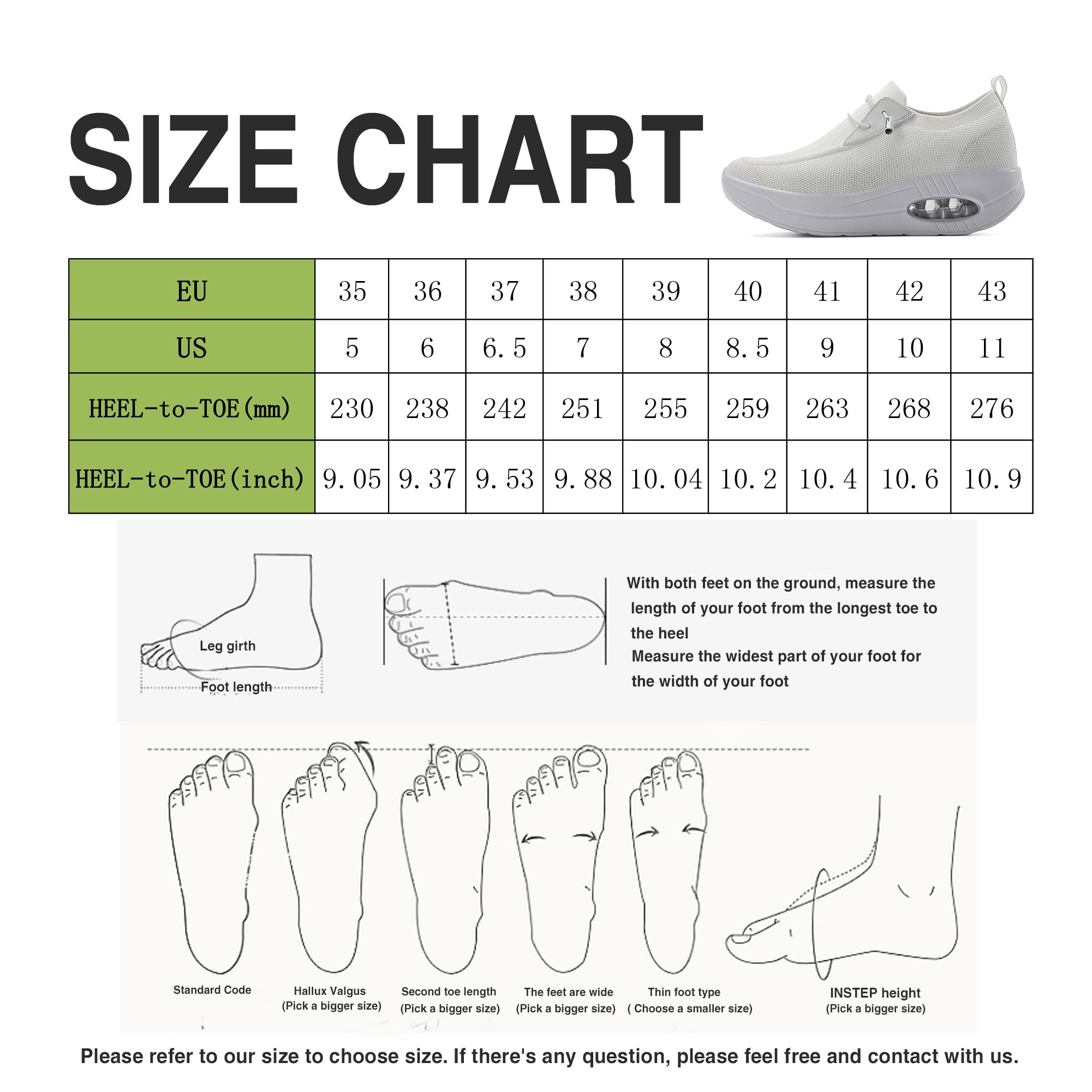 AUUGK White Women's Slip-on Walking Shoes Mesh Breathe Air Cushion Arch Support Sock Sneakers for Women Ladys Girls Fashion Platform Lightweight Loafers Non-Slip Nursing Work Running Shoes Size11