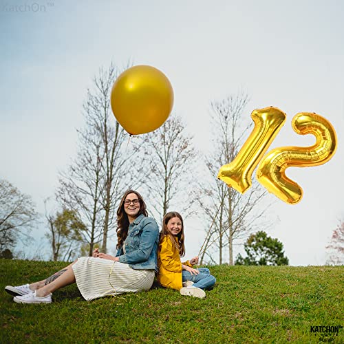 KatchOn, Giant Gold 12 Balloon Number - 40 Inch | 12 Number Balloons, 12th Birthday Decorations Boy | Gold 12 Balloons for Golden Birthday Decorations for Girls 12 | Number 12 Balloons for Birthdays