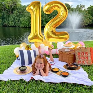 KatchOn, Giant Gold 12 Balloon Number - 40 Inch | 12 Number Balloons, 12th Birthday Decorations Boy | Gold 12 Balloons for Golden Birthday Decorations for Girls 12 | Number 12 Balloons for Birthdays