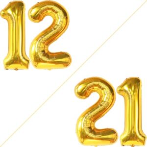 KatchOn, Giant Gold 12 Balloon Number - 40 Inch | 12 Number Balloons, 12th Birthday Decorations Boy | Gold 12 Balloons for Golden Birthday Decorations for Girls 12 | Number 12 Balloons for Birthdays