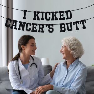 I Kicked Cancer's Butt Banner, Cancer Free Party, Cancer Survivor/Cancer Free Party Decoration Supplies, Funny Battle Cancer Gift