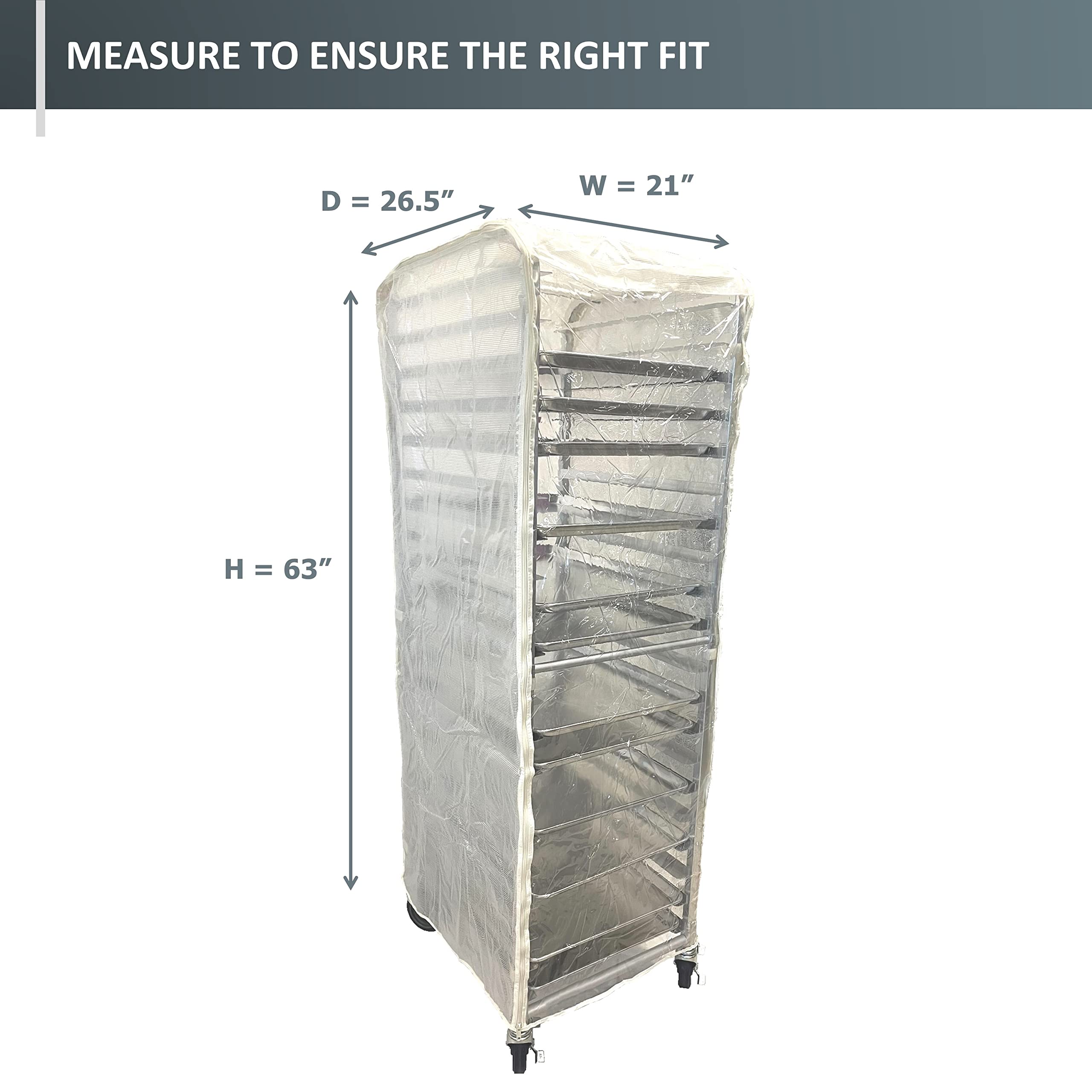 Formosa Covers | Bun Rack Cover For Bread Proofing Protecting Storage for Food, Pastry, Pizza Dough, Donut Sheet Pan Service Baked Goods Commercial Grade Side or Front Load 20 Tier, 26"W x 21"D x 63"H (All PVC Clear, White)