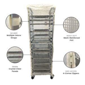 Formosa Covers | Bun Rack Cover For Bread Proofing Protecting Storage for Food, Pastry, Pizza Dough, Donut Sheet Pan Service Baked Goods Commercial Grade Side or Front Load 20 Tier, 26"W x 21"D x 63"H (All PVC Clear, White)