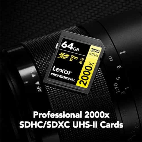 Lexar Professional 2000x 64GB SDXC UHS-II Memory Card, 300MB/s Read, 260MB/s Write, 2-Pack