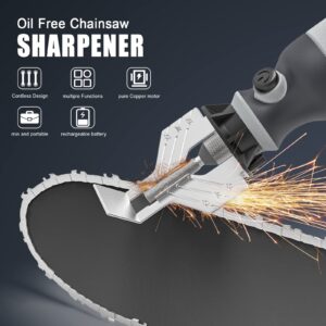 E-SDS Cordless Chainsaw Sharpener, Electric Handheld Chainsaw Sharpening Kit, Multi-Function High Speed Chain Saw Sharpen Tool Set Battery Powered with 6pcs Diamond Sharpening Wheels