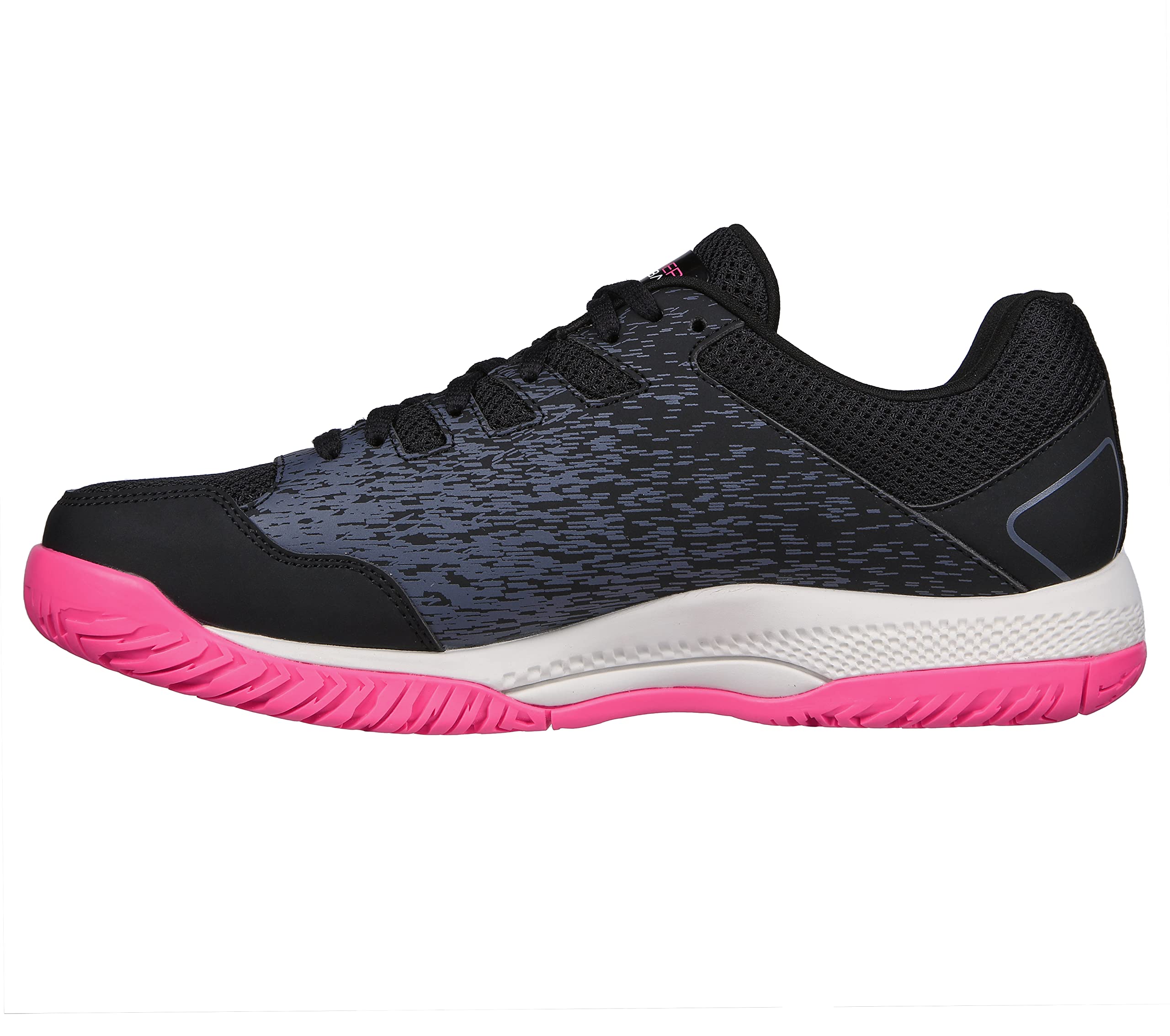 Skechers Women's Viper Court-Athletic Indoor Outdoor Pickleball Shoes with Arch Fit Support Sneakers, Black/Pink, 8.5