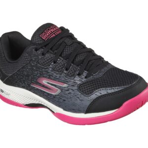 Skechers Women's Viper Court-Athletic Indoor Outdoor Pickleball Shoes with Arch Fit Support Sneakers, Black/Pink, 8.5