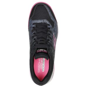 Skechers Women's Viper Court-Athletic Indoor Outdoor Pickleball Shoes with Arch Fit Support Sneakers, Black/Pink, 8.5