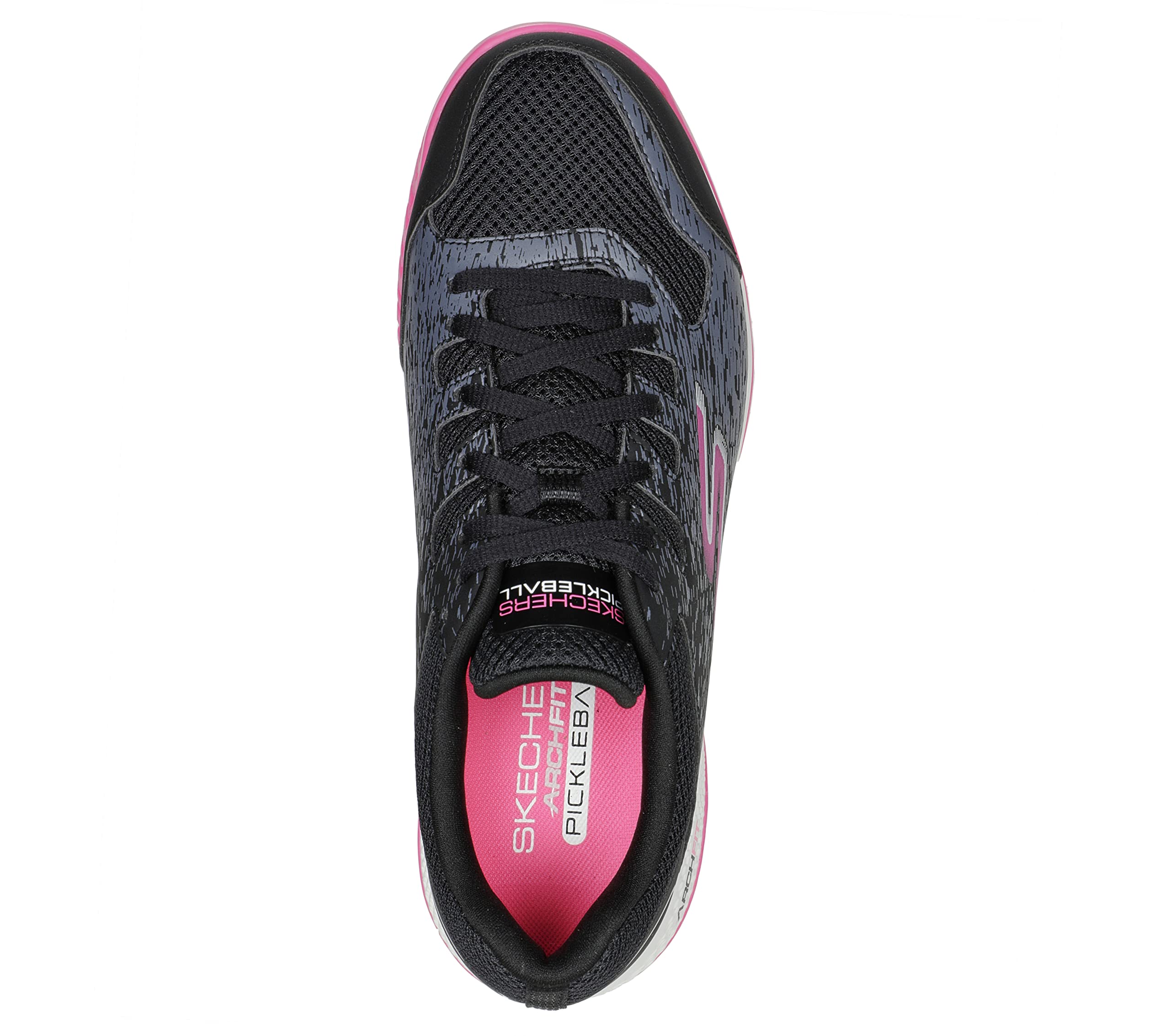 Skechers Women's Viper Court-Athletic Indoor Outdoor Pickleball Shoes with Arch Fit Support Sneakers, Black/Pink, 8.5