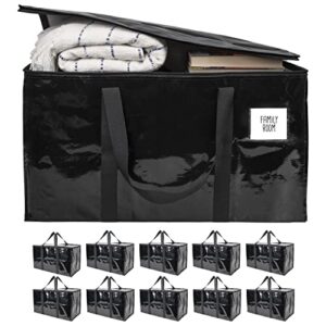 bag-that! 10 black moving bags extra large heavy duty storage bags zippered top handles wrap bag totes for storage packing bags moving supplies packing supplies for moving moving boxes plastic tote