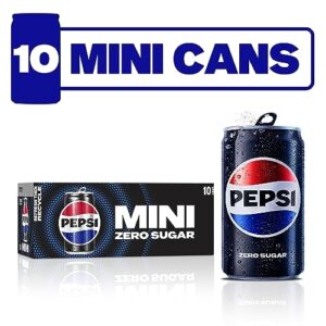 Pepsi Zero Sugar Soda, 7.5 Ounce Mini Cans, (10 Pack) (Packaging May Vary)