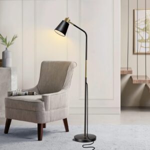 Floor Lamp, Industrial Floor Lamp Height Adjustable 360°Rotation Lampshade Modern Standing Lamp, Floor Lamps for Living Room, Office, Bedroom Reading, Work etc (Black)