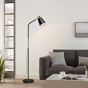 Floor Lamp, Industrial Floor Lamp Height Adjustable 360°Rotation Lampshade Modern Standing Lamp, Floor Lamps for Living Room, Office, Bedroom Reading, Work etc (Black)