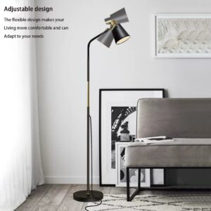 Floor Lamp, Industrial Floor Lamp Height Adjustable 360°Rotation Lampshade Modern Standing Lamp, Floor Lamps for Living Room, Office, Bedroom Reading, Work etc (Black)