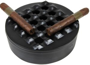 u.like relax zone aluminum metal cigar ashtray with lid for men-durable handcrafted 16 holes grid design ash tray indoor and outdoor - wind resistant round cigars to cigarillos, black (53)