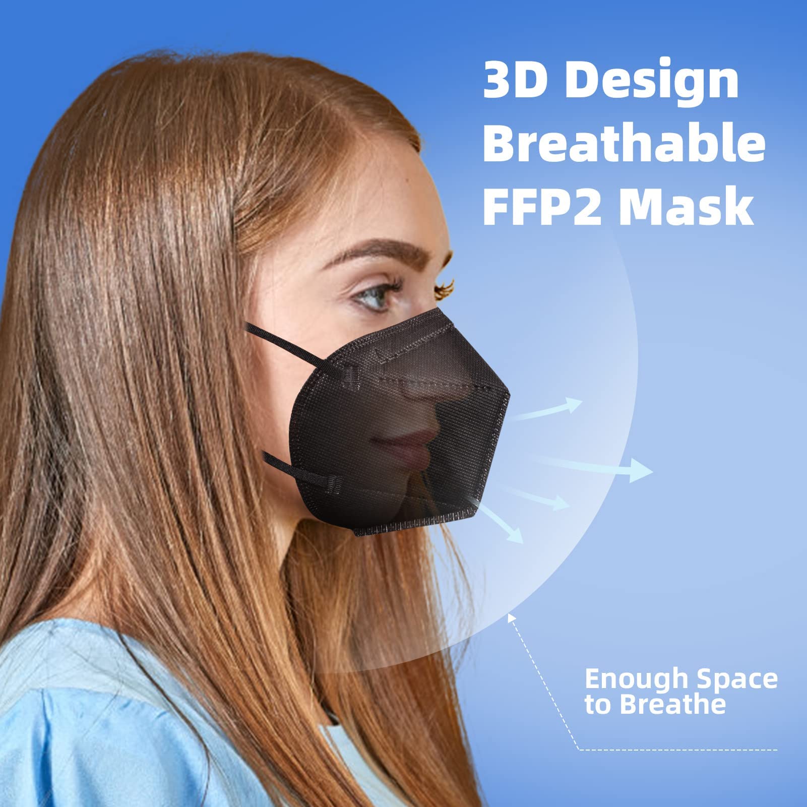 KANGDUN FFP2 Mask 20 Packs, FFP2 Masks 5-Ply Cup Dust Safety Masks, FFP2 Face Masks Disposable Particulate Respirator for Men & Women, EN 149:2001+A1:2009 FFP2 NR Multicolor