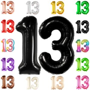 katchon, huge black 13 balloon numbers - 40 inch | black 13 birthday balloon for 13th birthday decorations for boys | 13th birthday decorations for girls | official teenager birthday decorations boy