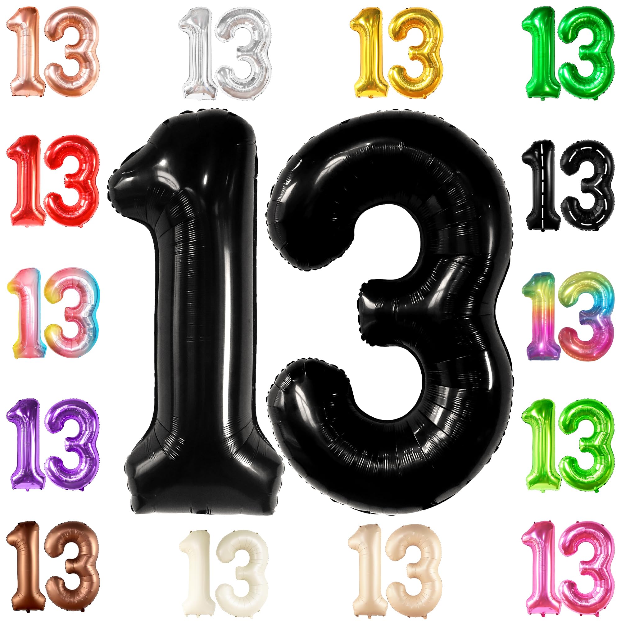 KatchOn, Huge Black 13 Balloon Numbers - 40 Inch | Black 13 Birthday Balloon for 13th Birthday Decorations for Boys | 13th Birthday Decorations for Girls | Official Teenager Birthday Decorations Boy