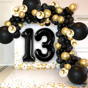 KatchOn, Huge Black 13 Balloon Numbers - 40 Inch | Black 13 Birthday Balloon for 13th Birthday Decorations for Boys | 13th Birthday Decorations for Girls | Official Teenager Birthday Decorations Boy