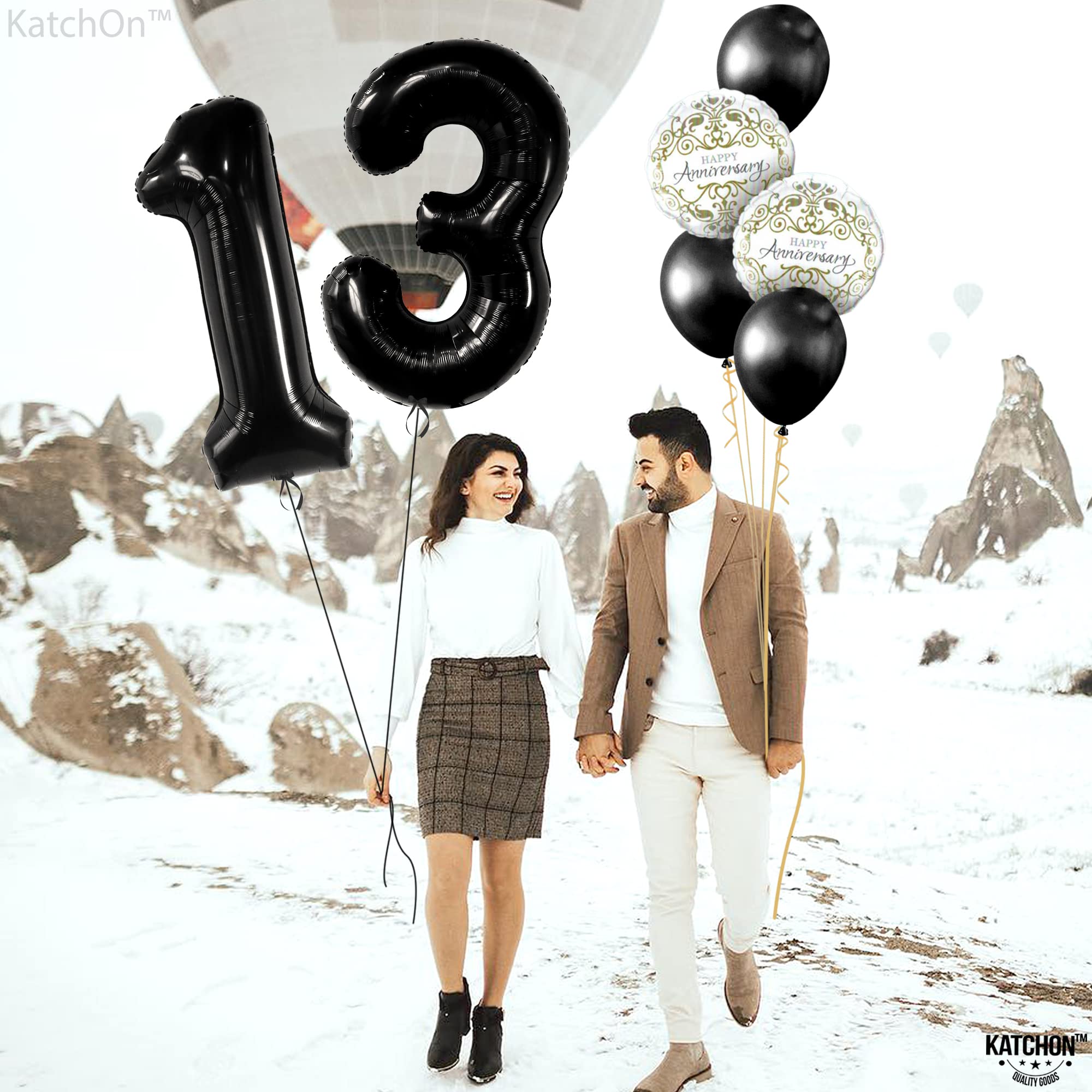 KatchOn, Huge Black 13 Balloon Numbers - 40 Inch | Black 13 Birthday Balloon for 13th Birthday Decorations for Boys | 13th Birthday Decorations for Girls | Official Teenager Birthday Decorations Boy