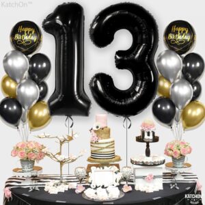 KatchOn, Huge Black 13 Balloon Numbers - 40 Inch | Black 13 Birthday Balloon for 13th Birthday Decorations for Boys | 13th Birthday Decorations for Girls | Official Teenager Birthday Decorations Boy