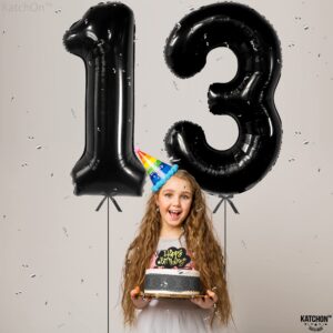 KatchOn, Huge Black 13 Balloon Numbers - 40 Inch | Black 13 Birthday Balloon for 13th Birthday Decorations for Boys | 13th Birthday Decorations for Girls | Official Teenager Birthday Decorations Boy