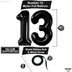 KatchOn, Huge Black 13 Balloon Numbers - 40 Inch | Black 13 Birthday Balloon for 13th Birthday Decorations for Boys | 13th Birthday Decorations for Girls | Official Teenager Birthday Decorations Boy