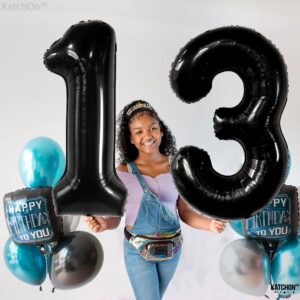 KatchOn, Huge Black 13 Balloon Numbers - 40 Inch | Black 13 Birthday Balloon for 13th Birthday Decorations for Boys | 13th Birthday Decorations for Girls | Official Teenager Birthday Decorations Boy