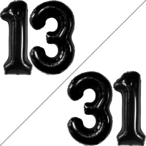 KatchOn, Huge Black 13 Balloon Numbers - 40 Inch | Black 13 Birthday Balloon for 13th Birthday Decorations for Boys | 13th Birthday Decorations for Girls | Official Teenager Birthday Decorations Boy